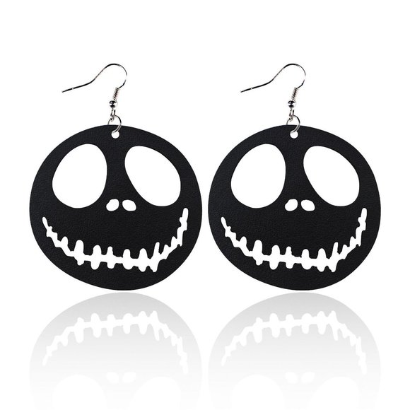 Black Christmas Skeleton Earrings Halloween Skull - Picture 1 of 5